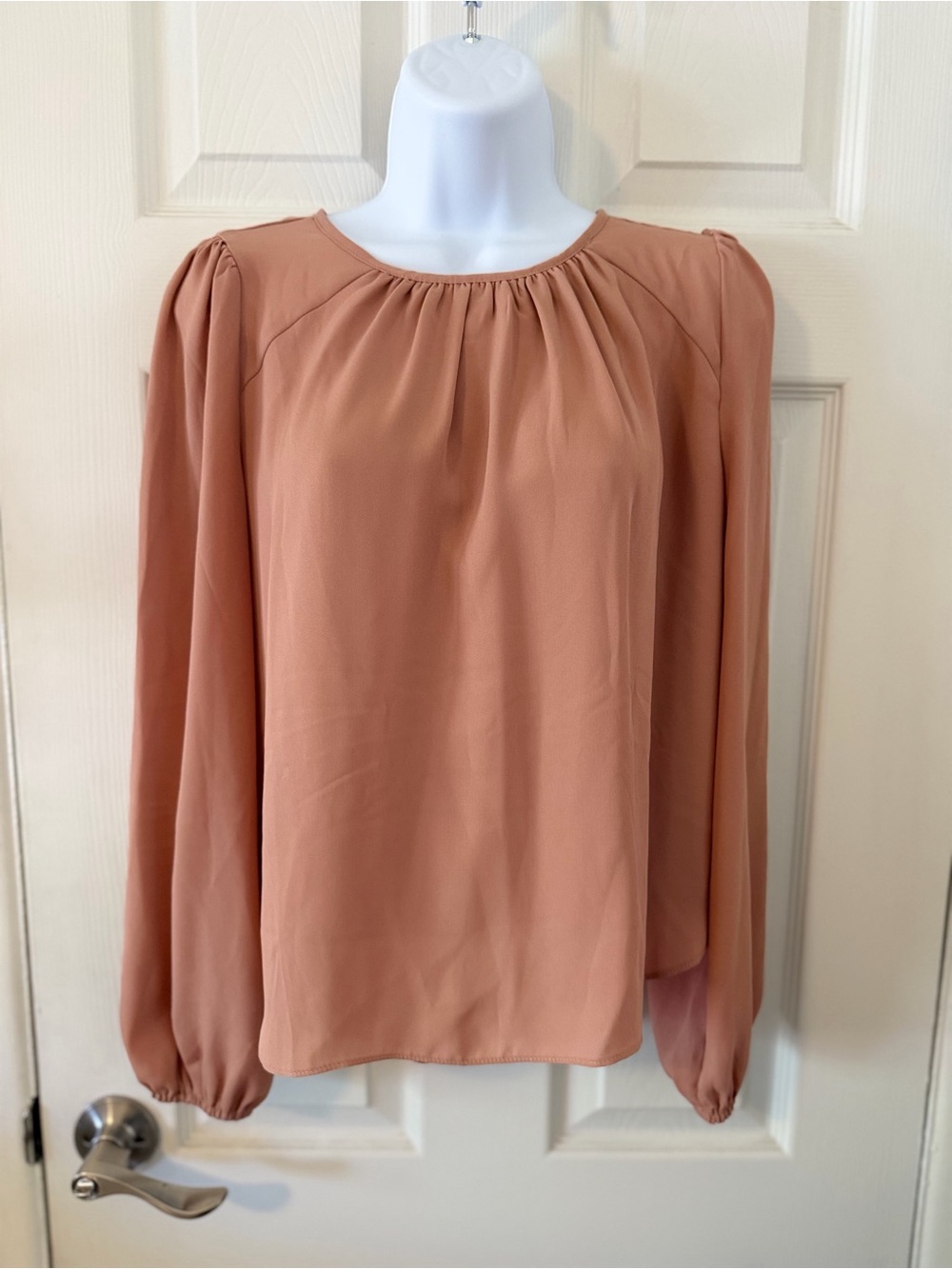 Joules Long Sleeve Blouson Top - Rose Taupe